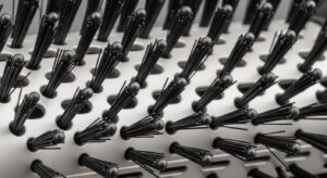 Macro photography close-up of the mixed bristles and ceramic-coated barrel of the Revlon One-Step.