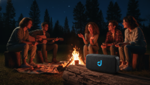 The Soundcore being used in the out door.